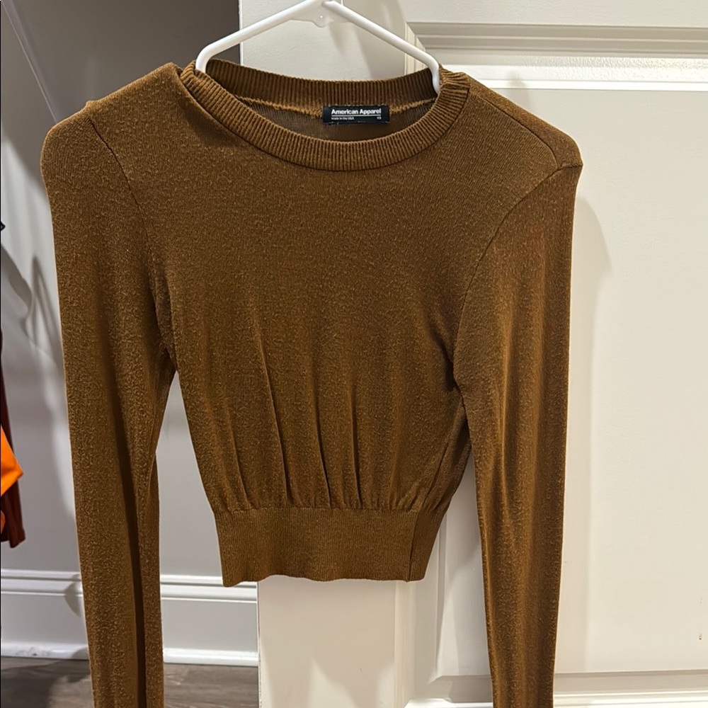 American Apparel Brown Long Sleeve Top